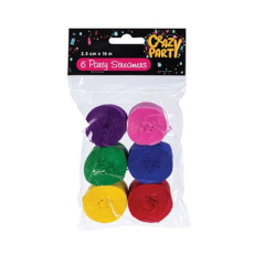 Party Streamers - 6 Rolls Assorted
